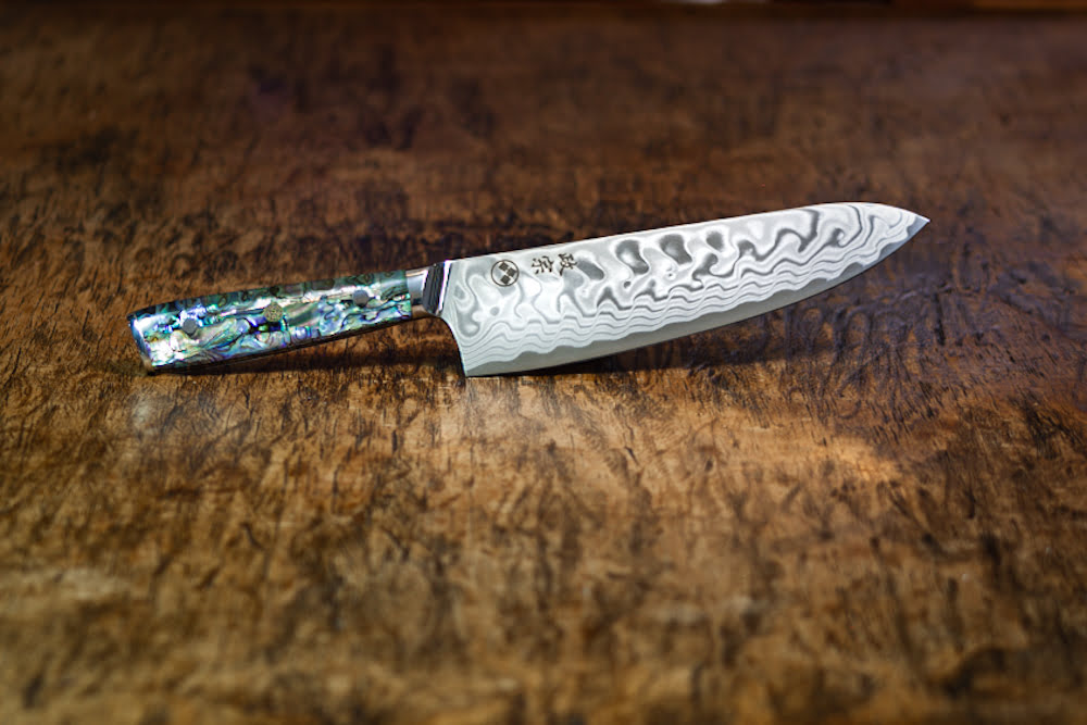 Ryu Abalone Damascus Gyuto — cuchillo japonés de damasco Masamune