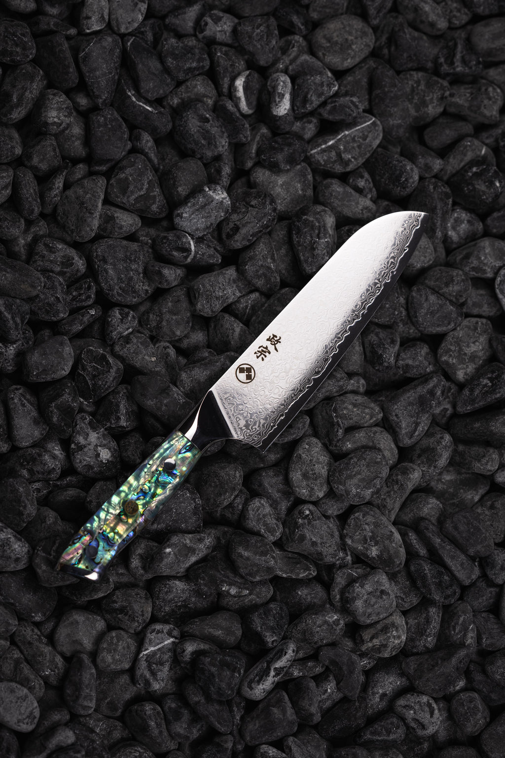 Ryu Abalone Damascus Santoku — cuchillo japonés Masamune