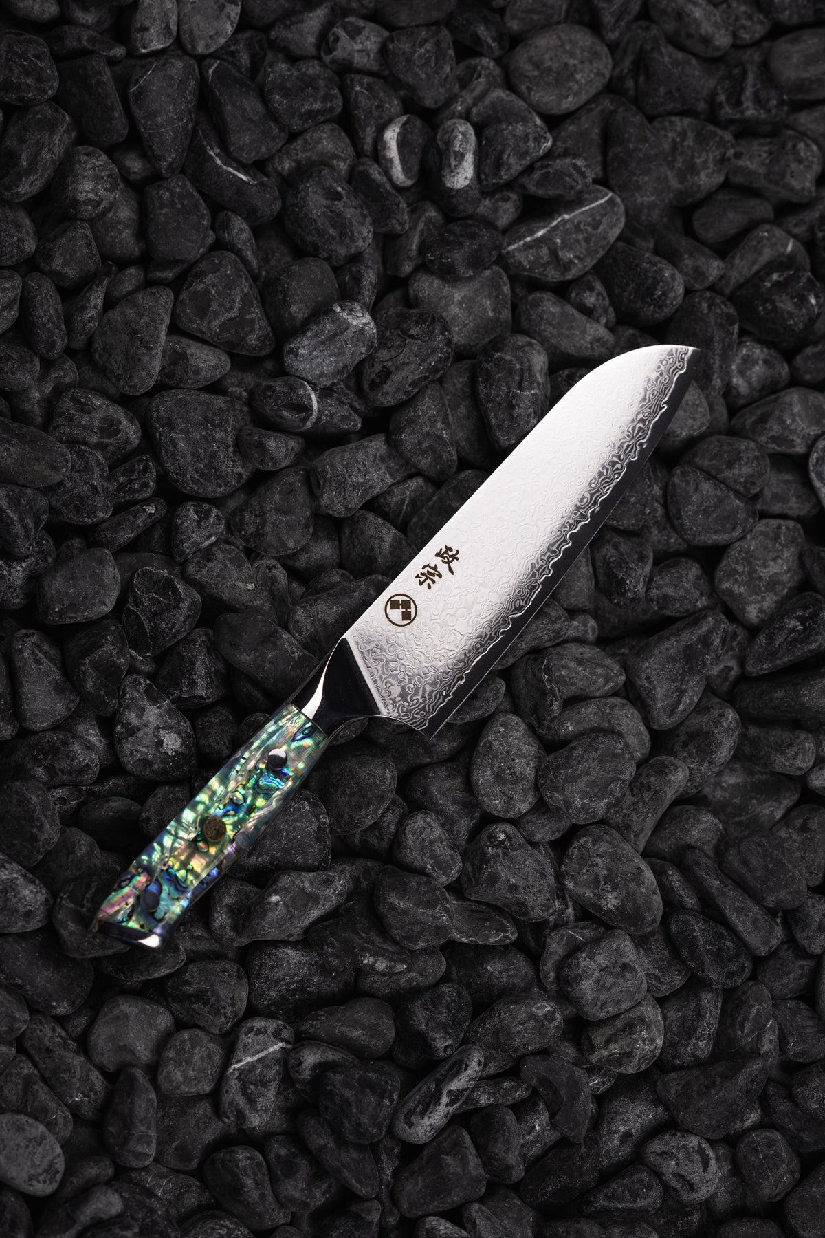Ryu Abalone Damascus Santoku — cuchillo japonés Masamune