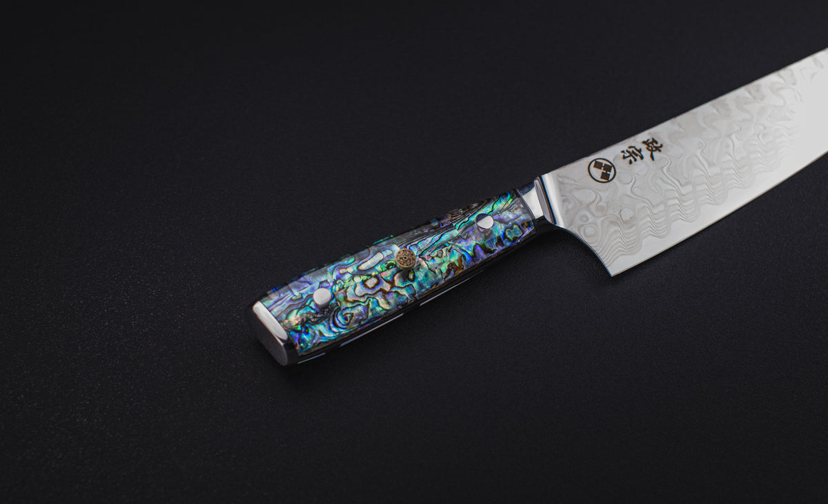 Ryu Abalone Damascus Kiritsuke, cuchillo japonés Masamune
